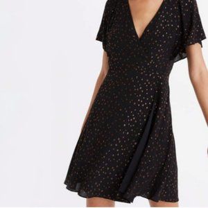 Madewell Black Glitter Cape Sleeve Dress
